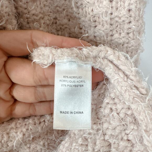 ADRIANNA PAPELL Blush Pink Open Front Clasp Fuzzy Knit Cardigan Sweater | Large - Picture 5 of 9